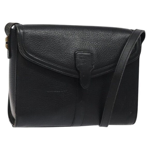 Burberrys Shoulder Bag Leather Black Gold Auth BA1745 - Picture 1 of 16